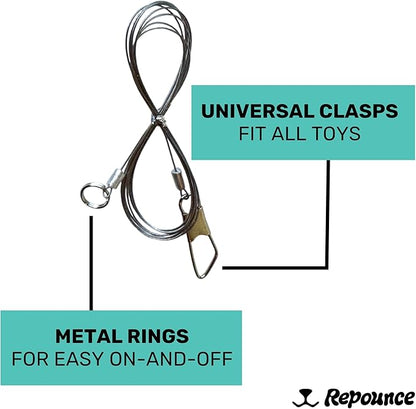 Replacement Strings for Cat Wand Toy - 3-Pieces - Chew-Proof Metal String Wire and 2 Durable Paracord Strings - Heavy Chewers Pack Cat Wand Toy Refill Strings (9 Replacement Strings)