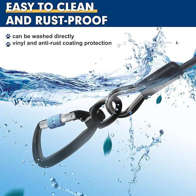 Snagle Paw Dog Tie Out Cable 30FT-1000LBS Break Strength,Heavy Duty Dog Leads for Yard with Shock Absorbing Spring &amp; Swivel Hook,Long Leash Cable for Outdoor Tethering,Dog Line for Small Large Dogs