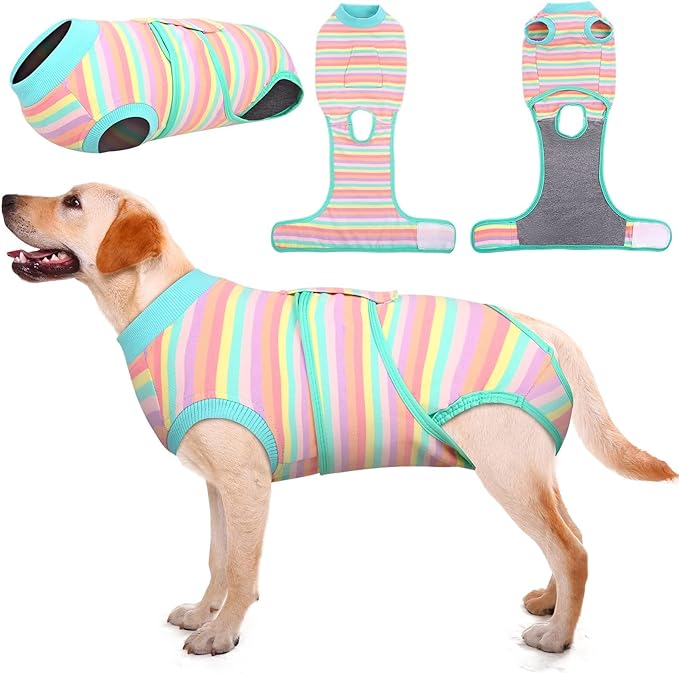 Kuoser Recovery Suit for Dogs Cats After Surgery, Professional Pet Recovery Shirt Dog Abdominal Wounds Bandages, Substitute E-Collar &amp; Cone,Prevent Licking Dog Onesies Pet Surgery Recovery Suit