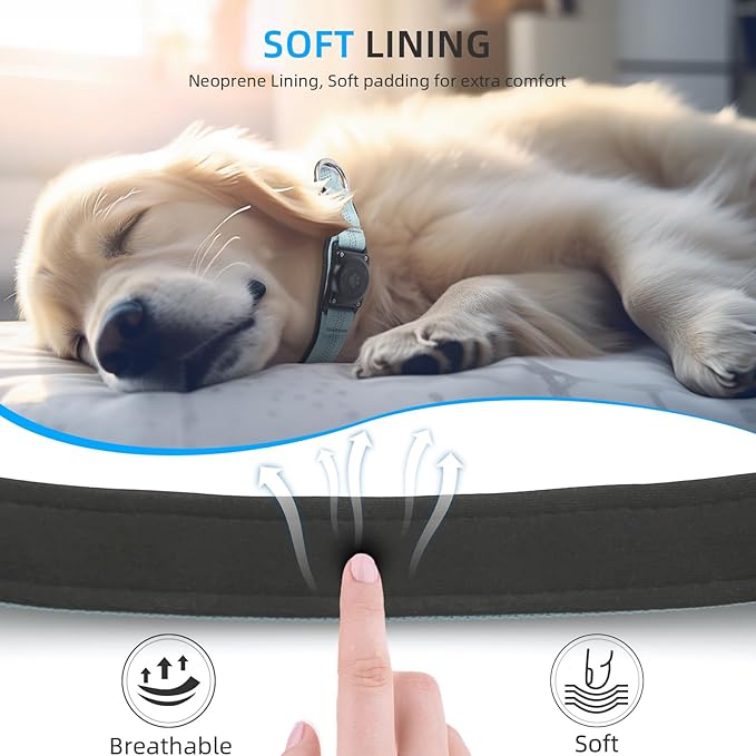 Upgraded AirTag Dog Collar, IP68 Waterproof Air Tag Dog Collar Holder, Reflective, Ultra-Durable, Comfortable Padded, Heavy Duty Dog Collars for Small Medium Large Dogs (L (14.8"-20.3"), LightBlue)