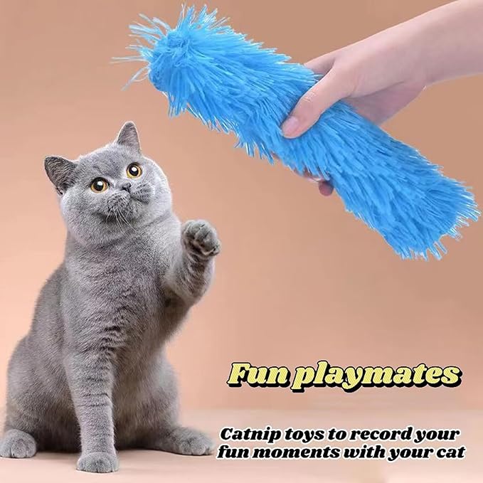 Catnip Toys with 3Pcs Cat Toys - Skin-Friendly Pillow Kicker Toy for Indoor Cats with Crinkle Paper, Catnip &amp; Teething Soother (Pink/Green/Blue)