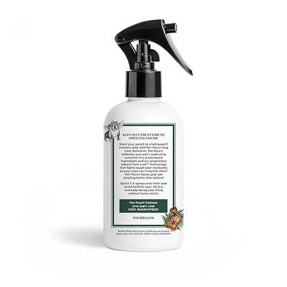 Poo-Pourri Furrest Fresh Dog Deodorizing Spray, 8 Fl Oz Grooming Perfume for Dog Coat, Pet Odor Neutralizer with Essential Oils, Vet Recommended, Paraben &amp; Sulfate-Free Fir, Amber, &amp; Cedarwood Scent