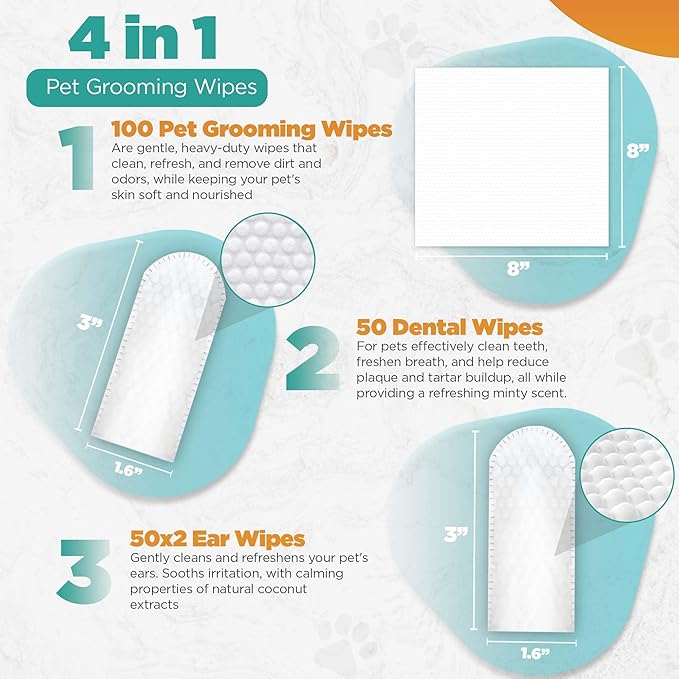100 Pet Wipes (8x8&