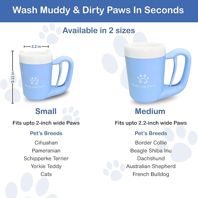 Dog Paw Cleaner for Small &amp; Medium Dogs – Portable Paw Washer Cup with Soft Silicone Brush, Towel &amp; Moisturizing Balm – Gently Cleans Muddy Paws After Walks (Blue, Small)