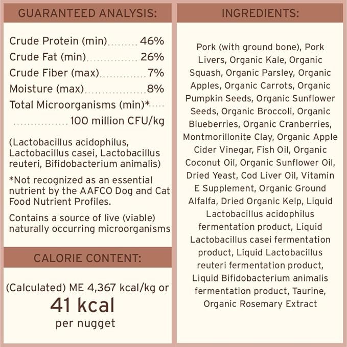 Primal Freeze Dried Raw Dog Food Nuggets, Pork, Complete &amp; Balanced Meal, Also Use as Topper or Treat, Premium, Healthy, Grain Free, High Protein Raw Dog Food, 14 oz