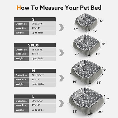SIWA MARY Medium Dog Bed - Washable, Orthopedic, Soft Calming Puppy Bed, Fluffy Durable Pet Bed with Non-Slip Bottom - M(30"x24"x9") Dark Grey