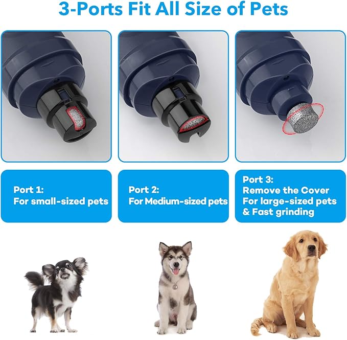 Casfuy Dog Nail Grinder with 2 LED Light - New Version 2-Speed Powerful Electric Pet Nail Trimmer Professional Quiet Painless Paws Grooming &amp; Smoothing for Small Medium Large Dogs and Cats (Blue)