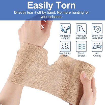 LDIWEE 24 Pack 4 Inch Self Adhesive Bandage Wrap - 5 Yard Cohesive Athletic Tape for First Aid, Medical, Sports, Ankle Wrist Sprains, Vet Wrap (Brown)