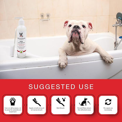 Warren London Paw Scrub – Deep Cleaning Paw &amp; Nail Cleanser with Aloe Vera – Removes Dirt &amp; Grime – Includes Scrub Brush – Made in USA - 8 oz