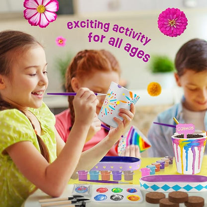 4 Set Paint &amp; Plant Flower Gardening Kit - Gifts for Girls Ages 8-12, Arts and Crafts for Kids Ages 8-12, Kids Gardening Set, Birthday Toys Gifts for Girls Boys Ages 6 7 8 9 10 11 12
