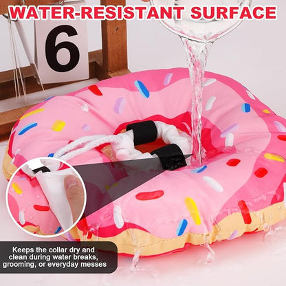 BINGPET Cat Cone Collar Soft,Waterproof Cat Recovery Collar to Stop Licking,Cute Donut Elizabethan e Collar for Cats Kittens Puppies Wound Healing After Surgery(Donut Pink,Medium)
