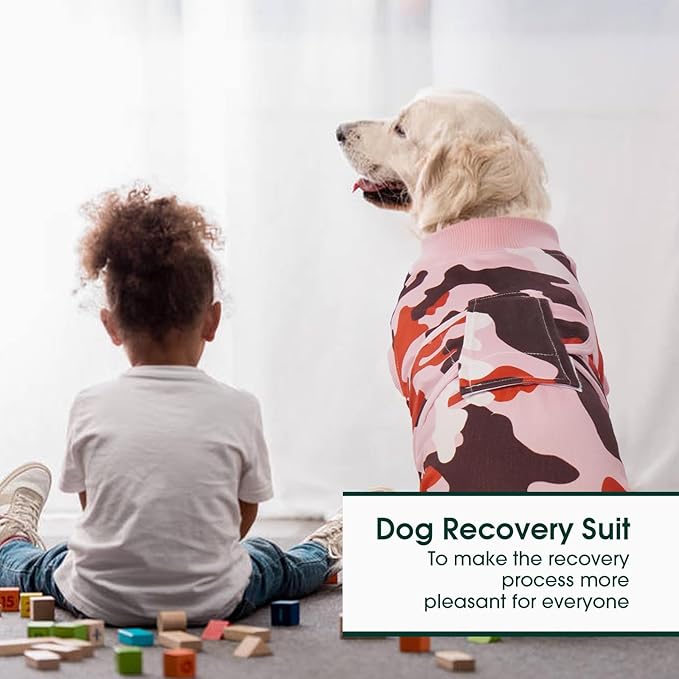 Kuoser Recovery Suit for Dogs Cats After Surgery, Professional Pet Recovery Shirt Dog Abdominal Wounds Bandages, Substitute E-Collar &amp; Cone,Prevent Licking Dog Onesies Pet Surgery Recovery Suit