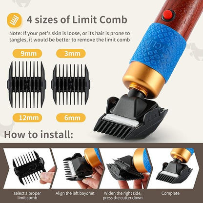 CGOLDENWALL Dog Hair Clipper for Grooming 200W Pet Clipper Kit with Spare Blade, Low Noise&amp;Vibration, Animal Grooming Trimmer for Cat Sheep Dog