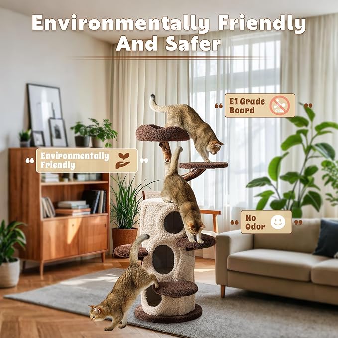 Luxury Treehouse Cat Tree for Indoor Large Cats,54.7&