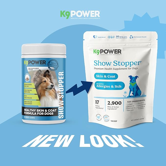 K9 Power Show Stopper for Dogs 3lb – Boosts Coat Shine &amp; Promotes Healthy Skin Tone - Strengthens Immune System - Enhances Digestive Health