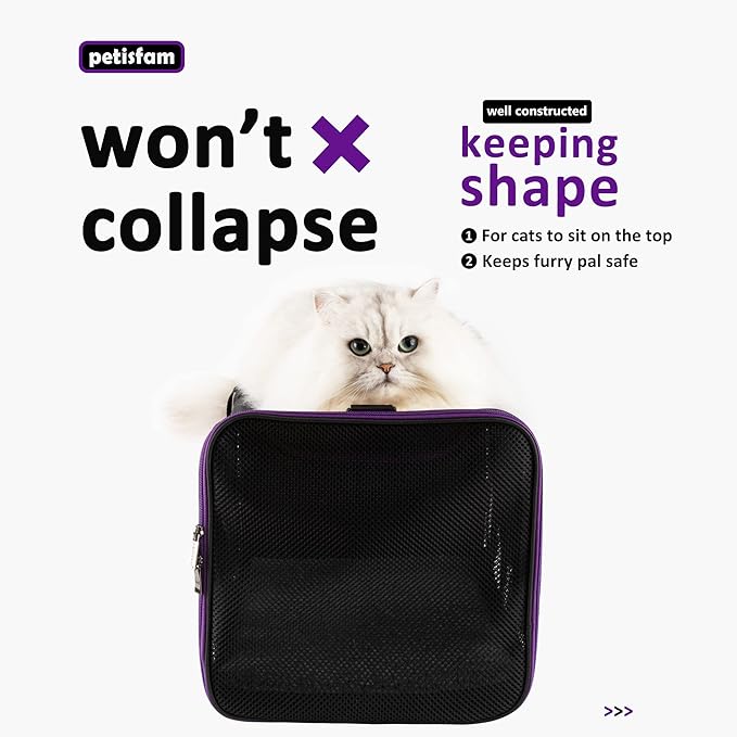 petisfam Soft Pet Carrier for Large and Medium Cats, 2 Kitties, Small Dogs. Easy to Get Cat in, Great for Cats That Don&