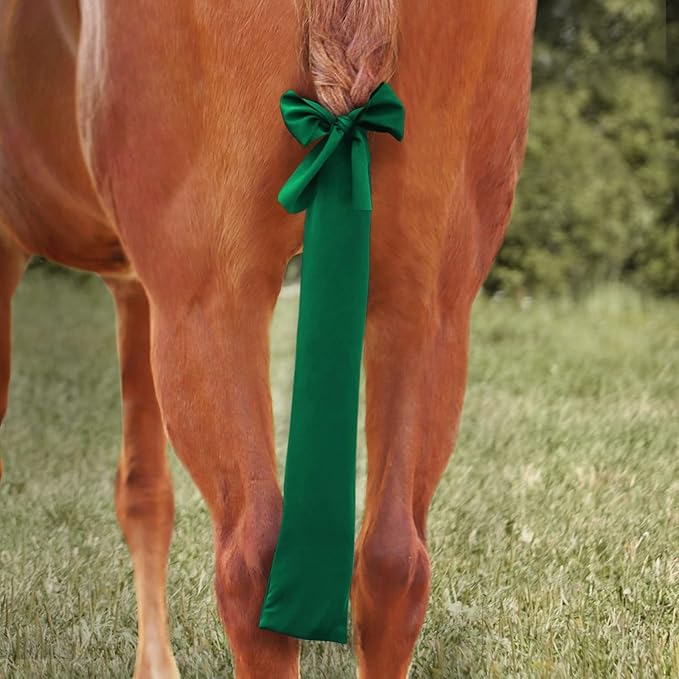 Harrison Howard Stretchy Tail Bag Breathable Horse Tail Guard Slip on Design Protect Horse Tail 2 Strand Closure Straps Keep Tail Clean &amp; Protected 22" L Length Makes Grooming Easy-Deep Green