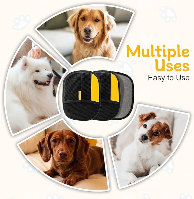 3 PCS Pet Hair Remover Electrostatic Gloves, Electrostatic Gloves Pet Hair, Reusable Pet Hair Removal Glove for Cats &amp; Dogs, Premium Cat &amp; Dog Hair Remover Mitt for Couch Furniture Carpet Car Seat
