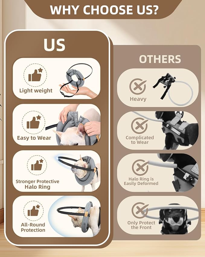Blind Dog Harness, Lightweight Collar for Dogs&amp;Cats, Adjustable Blind Dog Collar Harness, Pet Anti-Collision Ring for Blind, Eye Injury, Vision Impairment Pets for Protective &amp; Build Confidence XXL