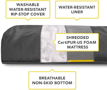 K9 Ballistics Tough Rectangle Pillow Medium Dog Bed - Removable Cover, Washable, Durable &amp; Water Resistant Dog Bed Made for Medium Dogs 33" x 27", Sandstone