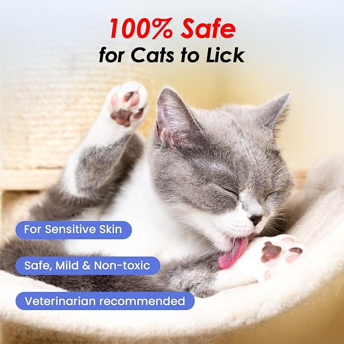 Cat Waterless Shampoo with Brush - No Rinse Formula for Quick Clean Between Baths, Hypoallergenic &amp; Detangling, Reduce Itchy Skin Shedding &amp; Odor Control,Vet-Recommended for Kittens/Senior Cats