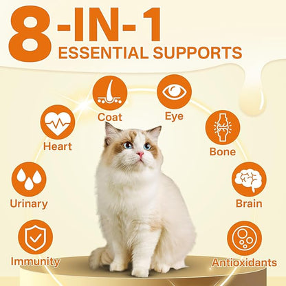 Cat 6-in-1 Calming Diffuser + Multivitamin 500 Chews for Cats – Stress Relief, Immune, Skin &amp; Coat, Digestion, Brain &amp; Bone Health for All Cats, 2 Diffusers + 4 Refills