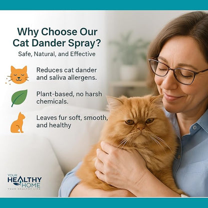 Cat Dander Remover Aloe Vera Free- Pet Dander Allergy Reducer Relief Dry Skin Spray for Cats and Humans| Cruelty-Free &amp; Made in USA (1 Pack)