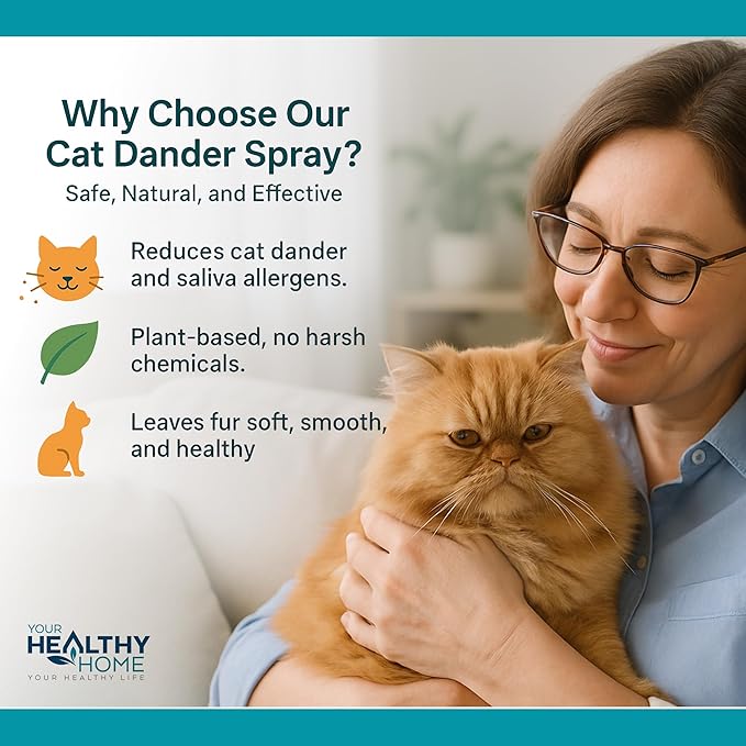 Cat Dander Remover Aloe Vera Free - Pet Dander Allergy Reducer Relief Dry Skin Spray for Cats and Humans| Cruelty-Free &amp; Made in USA (2 Pack)