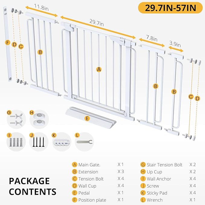 Cumbor 29.7-57" Extra Wide Baby Gate for Stairs, Mom&