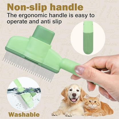 Cat Comb Dog Comb Pet Hair Removal Tool 6 Pack, Flea Combs for Cats and Dog, Grooming Brush with One-Click Self-Cleaning, Pet Grooming Supplies for Cats &amp; Dogs