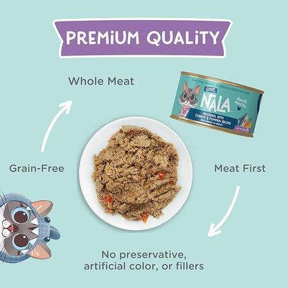 LOVE, NALA - Natural Adult Cat Wet Food - Pate Mackerel with Carrot &amp; Pumpkin Recipe- Grain Free, Non-GMO, Lean Protein, Omega 3, Digestive Fiber Blend, Added Minerals &amp; Vitamins - 12 Pack 2.4 lbs.