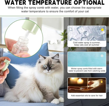 Cat Hair Brush for Shedding, 3-in-1 Pet Spray Hair Removal Comb with Visual Spray &amp; Release Button, Waterproof Dog Grooming Brush for Furry Pet