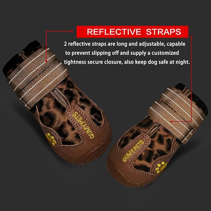 QUMY Dog Shoes for Large Dogs, Medium Dog Boots &amp; Paw Protectors for Winter Snow Day, Summer Hot Pavement, Water-Resistant in Rain Weather, Outdoor Walking, Indoor Hardfloors Skid-Resistant Sole