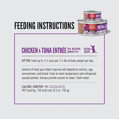 ORIJEN Chunks &amp; Shreds Wet Cat FoodChicken and Tuna Kitten Entrée 5.5oz Cans (6 Count)