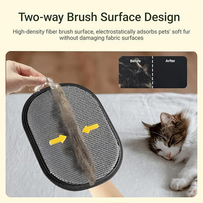 Pet Hair Remover Glove for Furniture, Reusable Dog and Cat Fur Removal Tool for Couch, 5-Finger Black, Lint Clean Glove for Carpet, Bedding, Clothes, Curtain, Pet Bed, Car Seats