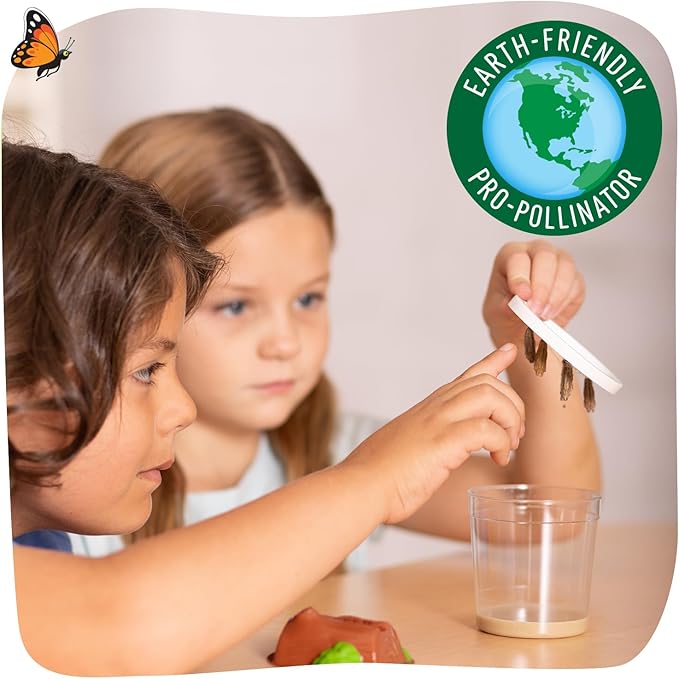 Insect Lore Butterfly Garden Kit with Live Caterpillars – Grow 10 Painted Lady Butterflies | STEM Learning Activity, Habitat with Journal, Stickers, Seeds &amp; Figurines | As Seen on TV