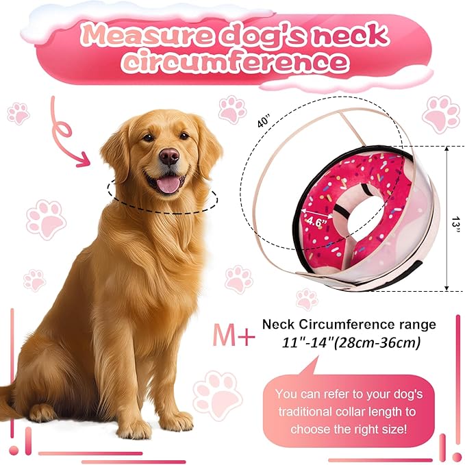 Inflatable Dog Cone Collar with Detachable Enhanced Anti-Licking Shield, Soft Neck Donut Collar for Dogs After Surgery, Adjustable Dog Cone Alternative for Large Medium Small Dogs &amp; Cats