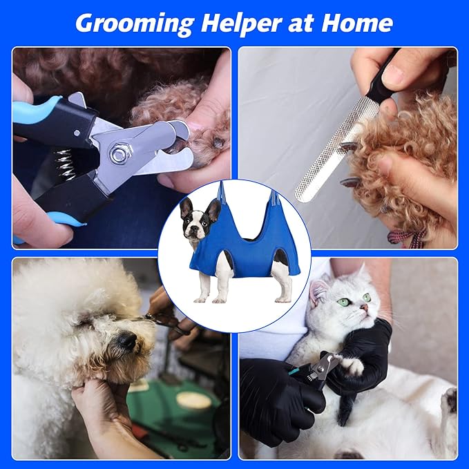 Pet Grooming Hammock for Small Dogs &amp; Cats with Nail Clippers/Nail Trimmers/Grooming Scissors, Dog Grooming Harness for Nail Trimming, Pet Grooming Sling Helper