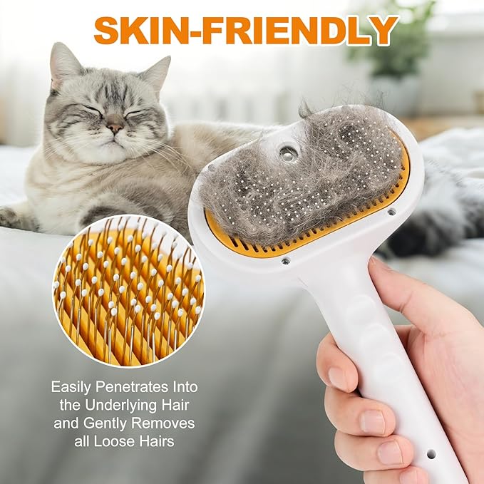 Pet Steam Brush for Cats and Dogs, 4-in-1 Spray Hair Removal Comb, Cat Brush for Shedding and Grooming for Long &amp; Short Haired Pets