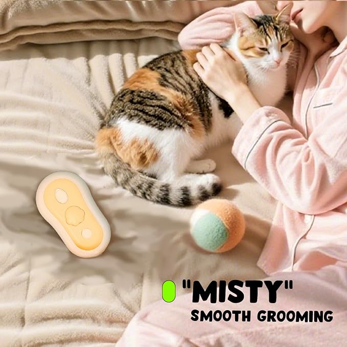 Misty - Moisturizing Pet Comb - Hair Brush with Mist, One-Click Clean, &amp; Stainless Steel Bristles - Anti-Static Deshedding - Smooth Grooming for Cats, Dogs, &amp; Small Pets - No Handle Compact Design