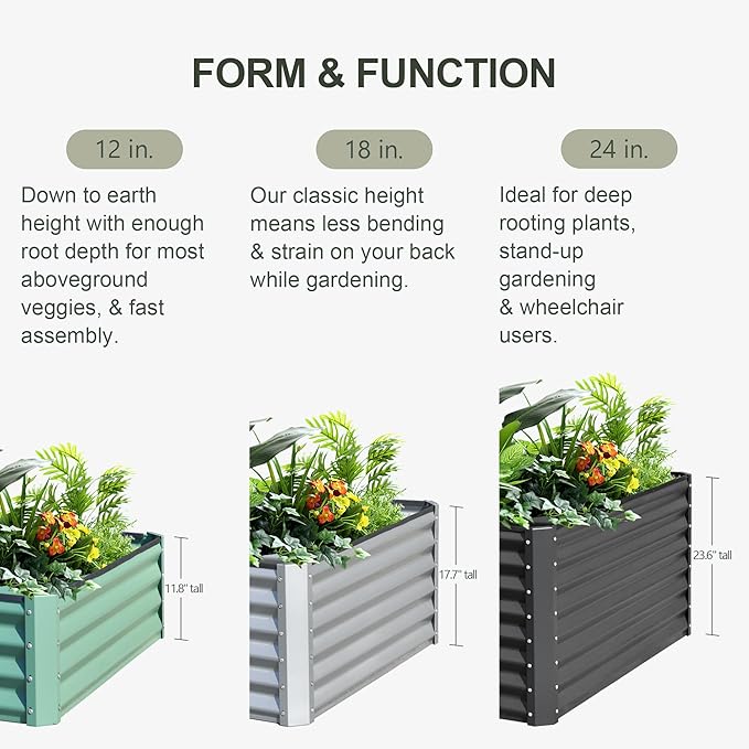 Domi Galvanized Raised Garden Bed, 8x4x1Ft Thickening Metal Planter Box for Vegetables Bottomless for Backyard Outdoor, 1" Deep w/ 228 Gallon Capacity - Silvery
