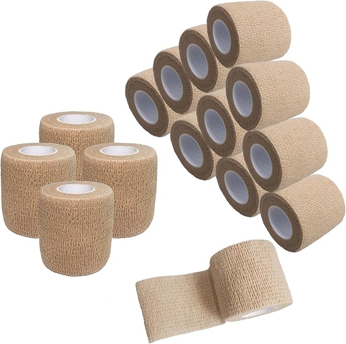 Self Adhesive Tape Wrap 15Rolls,Non-Woven Self Adherent Vet Wrap Tape,5CM x 5Yard | Cohesive Bandage Tape for Wrist &amp; Ankle,Elastic Grip Cover (Skincolor-15Rolls)