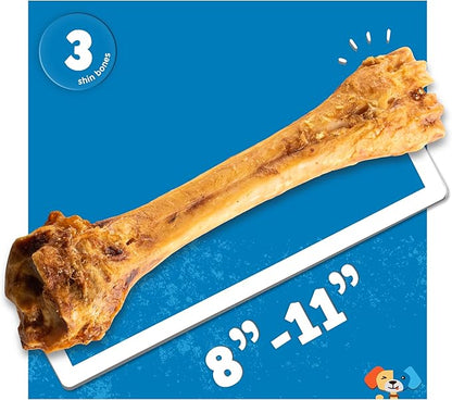 Jack&amp;Pup 8-11” Shin Bones, Roasted Meaty Beef Bone for Dogs – Long Lasting Natural Dog Bones, Big Dog Bone for Large Dogs (3 Pack)