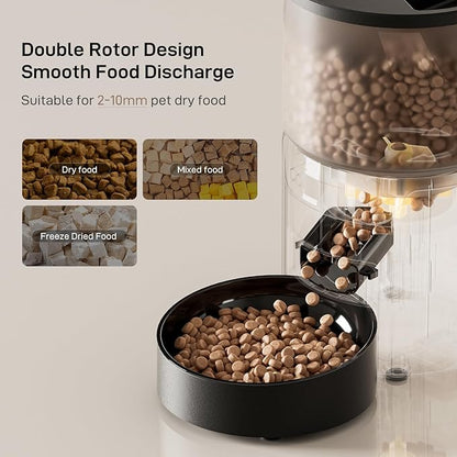 Automatic Cat Feeder: 3L Auto Food Dispenser with Timed Feeding| 6 Meal Programmable&amp; 1-20 Portion Precise Control- Easy to Clean &amp; Setup for Cat Indoor| Desiccant Bag Keep Food Fresh