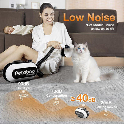 Dog Blow Dryer - Ultra-Quiet 40dB Cat Mode, 3-in-1 Nozzles &amp; Adjustable Speed/Temp, Negative Ion Technology, BLDC Motor for Fast Drying, Portable &amp; All-in-One Storage for Dogs &amp; Cats