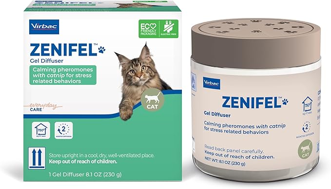 Virbac Zenifel Gel Diffuser for Managing Stress-Related Behaviors in Kittens &amp; Cats - No Electricity Needed - Lasts Up to 2 Months - 1 Diffuser