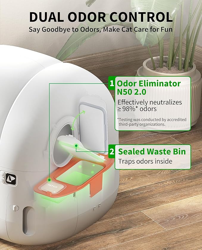 PETKIT PuraMax 2 Automatic Self-Cleaning Cat Litter Box, App Control Scoop-Free Litter Box with Safety Sensors, Odor Free &amp; Anti-Leakage Basic Bundle Includes Trash Bags,2.4G WiFi &amp; Low Entrance