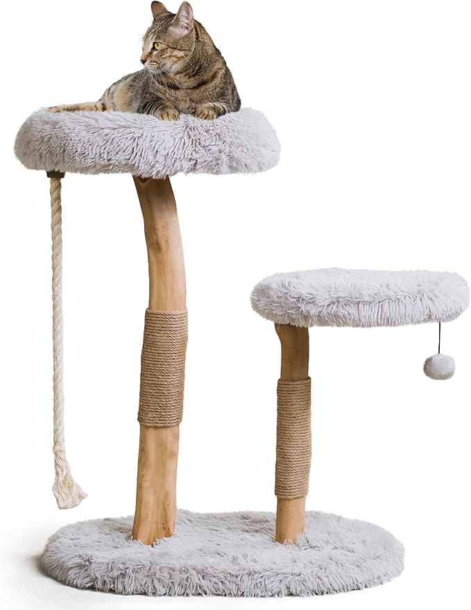 MAU Modern Cat Tower - Wooden Cat Scratching Tree &amp; Condo - Luxury Collection - Cat Lovers Gift