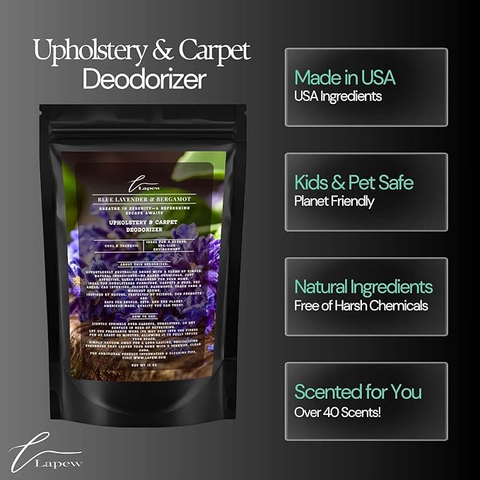 Blue Lavender &amp; Bergamot Carpet Freshener Powder: Powerful Odor Eliminator for Home, Upholstery Deodorizer, Carpet Deodorizer, Pet Urine, Cat Litter Box - Blue Lavender &amp; Bergamot