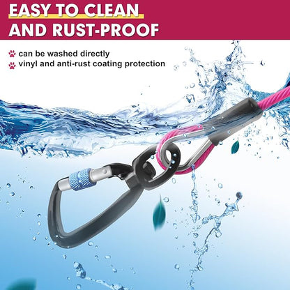 Snagle Paw Dog Leads for Yard 70FT-1000LBS Break Strength,Heavy Duty Tie Out Cable for Dogs with Swivel Lockable Hook &amp; Spring,Chew Proof Dog Chain for Outside,Dog Run Cable for Medium Large Dogs